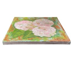 Original Painting Acrylic Hydrangeas Flowers Canvas Distressed Signed 10 X 10”