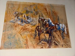 Diana King Original Watercolor Painting “Horses”1973 9 1/2” X 12 1/2” Unframed