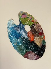 Original Small Artist Palette #7 Paint, Oil Painting, 12″x8″