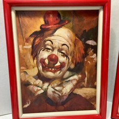Lot of 2 Julian Ritter Clown Art Prints Framed 14″ x 11″