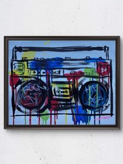 Boom Box Abstract Street Art Acrylic Original Art 14×11 Canvas