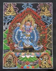 YAMANTAKA/VAJARABHARAVA WITH SHAKTI ORIGINAL TIBETAN THANGKA/THANKA PAINTING