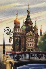 Galina Muratova, 1998, Vintage Watercolor Painting, Cityscape St Petersburg