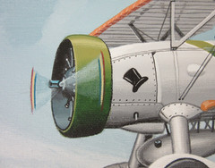 Raymond Waddey Painting Curtis F-11C Goshawk 1930s Biplane Fighter, 16″ X 20″