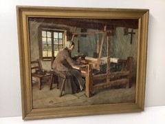 Frederick Porter Vinton Oil/Canvas Woman Weaving Late 1800’s