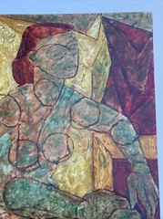 Ella Charlotte (Odorfer) Moen VINTAGE ABSTRACT CUBIST CUBISM PAINTING MODERNISM