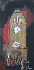 Clock Tower 2 Düsseldorf structure 60×30 acrylic picture orig sign ZM art milling