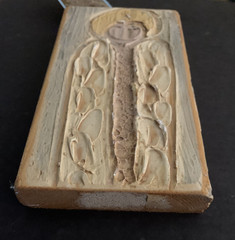 Angel on Wood Textured Plaster Painting ALEX LADNER Folk Art Mississippi