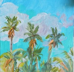 ORIGINAL ART CANVAS PANEL ACRYL VARNISHED SKYSCAPE CLOUDS NATURE USA SUE FURROW