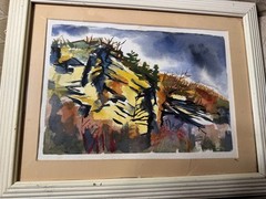 Elnora „Nora“ Hauser (1922 – 2012) „Landscape Scene“ Watercolor Painting- Framed