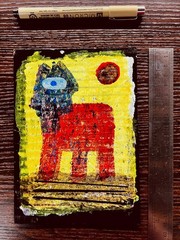 e9Art 5×7 ‚optical self-delusions‘ naive outsider art brut folk painting OOAK
