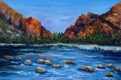 Original painting Mountain Lake Art Yosemite National Park art mountains Art