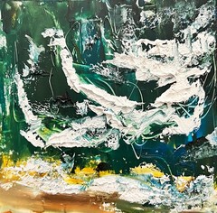 Iceland Reynisfjara Storm Wave Framed Art Textured Abstract Moody Ocean Painting