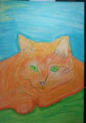 Original Painting CAT 6×9 Nature Orange Kitten Whimsical Animals Art Tabby GAT
