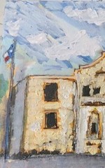 Original Art Painting 12″ x 12″ Acrylic Canvas “ The Alamo“ Impasto Abstract