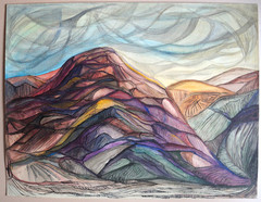 Ink and Watercolor Landscape Signed Bertrand Marie-Thérèse known as Mité (f)
