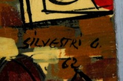 Silvestri Giorgio MODERNIST ABSTRACT OIL PAINTING ON PANEL Signed Dated 62