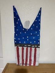 RA Miller Folk Art Metal Cut Out Painting Red White And Blue