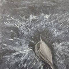Dolphin Dive Original Acrylic Painting 9×12 Ocean Marine Life Canvas Art