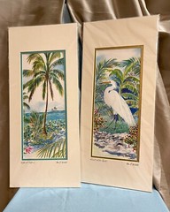 Pam Webb Signed Artwork „Island Palms“ & „Great White Egret“