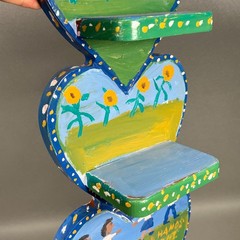 Sam The Dot Man McMillan Folk Art Original Hand Painted Heart Shelf SIGNED, NC
