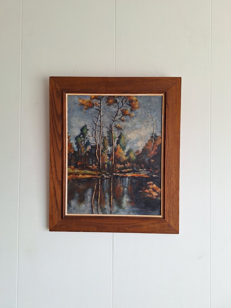 Landscape Oil Painting on Canvas signed with monogram CEB