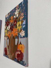 Original Painting ,fall flowers in a vase by Maria Avila,fall Decor, Art, 9X12
