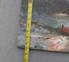 Seascape Shoreline Oil Painting Two Boats on Canvas 24×20 signed by H. Gailey