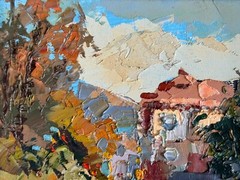 Oil painting Lviv. castle Ukrainian painter Canvas Framed original landscape
