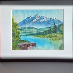 Original Mountain Landscape Oil Painting 16×20 Bob Ross Style Framed Nature Art