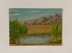 Vtg Painting Arizona Landscape Kinsley Ranch Mountains Tucson Arivaca Tubac 1951