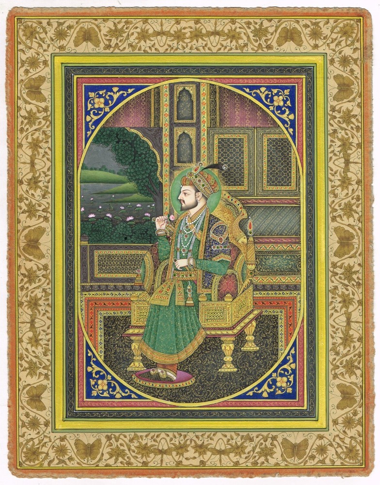 Miniature Portrait Of Mughal Emperor Shahjahan Mogul Paintings 10.5×13.5 inches