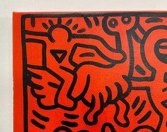 Keith Haring Painting on Canvas Signed – RED MAZE