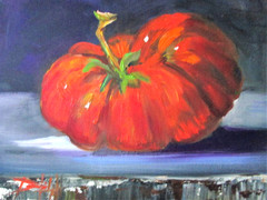 Delilah Heirloom Tomato impressionist oil painting still life vegetable COA