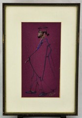 “Scholar” 1972 watercolor sketch signed illegibly 9 ¾” x 5”, fra (BI#MK/190820)