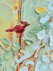 Birds Nest Abstract Oil Painting 25x25cm Landscape Original Painting on Painting Board