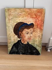 Original Signed Rose Degas Portrait Painting Woman Textured Canvas Estate Find