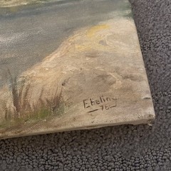 Vntg Original 1970’s Seascape Oil Painting Seagulls Birds Boat Beach 16” X 20”