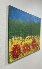 Flowers And Trees Oil Painting On Canvas Landscape Impressionism 24×30”
