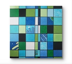 Original Abstract Earth Water Sky Blue Green Canvas Unframed by Charlene Slie