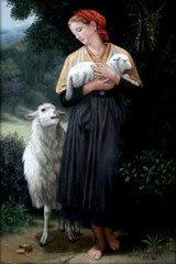 Framed Hand Painted Oil Painting Repro Bouguereau the Shepherdess 24x36in