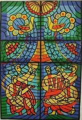 Ukrainian Soviet USSR gouache painting avant-garde monumental figures musicians