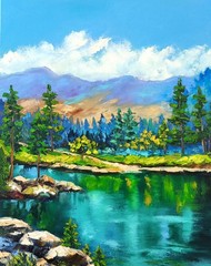 Original Art Oil Painting Colorado Landscape on Canvas 50x40cm Mountains Artwork