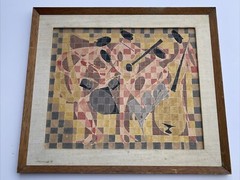 PAUL GRAY PAINTING JAZZ BLACK MUSICIANS AFRICAN AMERICAN ABSTRACT CUBISM CLUB