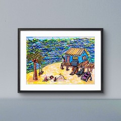 Dreams Of Shore House Colorful Modern Original 8×10 Acrylic Paint Achival Paper