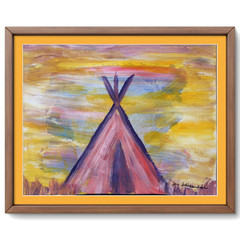 Tepee Bold Modern Expressionistic Original 11×14 Signed Paper Art Acrylic BACH