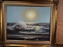 Framed Signed Original Art Senic Beach Scene 25 X 21 Inches