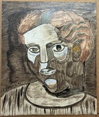 1990 Stateville Art Show EDMOND JIMENEZ Cubist Portrait Prison Painting