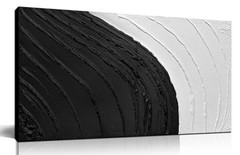 Abstract Textured Black & White Canvas Wall Art – 40″L x 20″W A01 Asbract