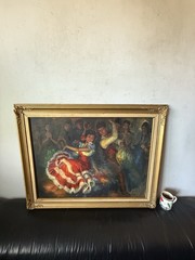 SASSOON ANTIQUE SPANISH DANCE OIL PAINTING VINTAGE FLAMENCO DANCER SPAIN 1960